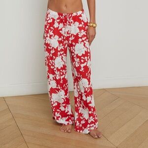L'AGENCE Geraldine Ikebana Floral Wide Leg Pants Swim Cover-Up